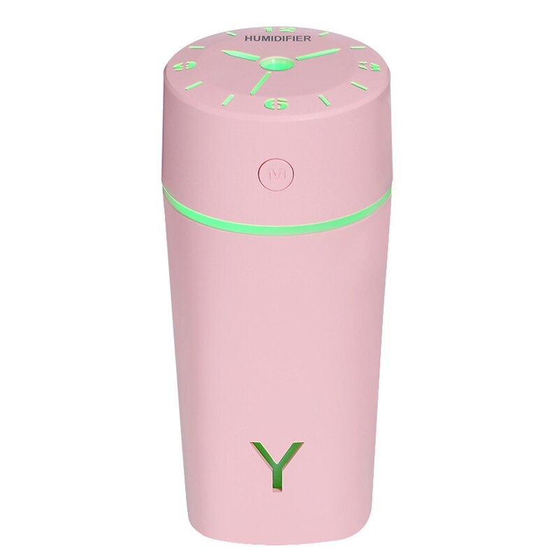 230ML USB Clock Shape Air Humidifier Ultrasonic Cool-Mist Adorable Mini Aroma Humidifier for Office Home Living Room Bedroom: Pink