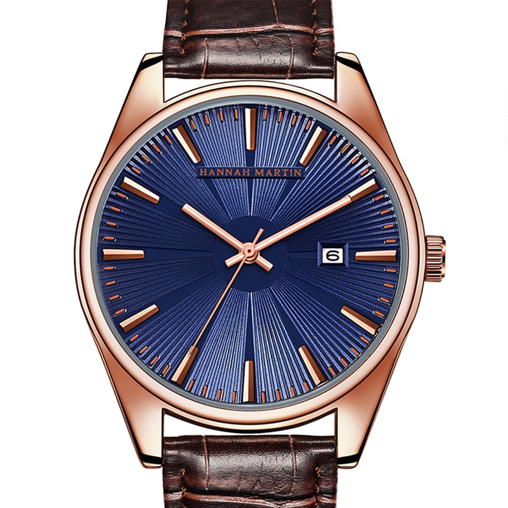 Reloj de pulsera con patrón de Sol de para hombre, cronógrafo con esfera Radial, de cuero, resistente al agua, de lujo, con calendario,