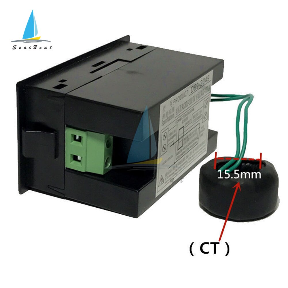 Voltímetro Digital de CA, amperímetro, medidor de energía de potencia CA 80,0-300,0 V/CA 200,0-450,0 V 0-100A, pantalla a Color HD de 180 grados, LED impecable