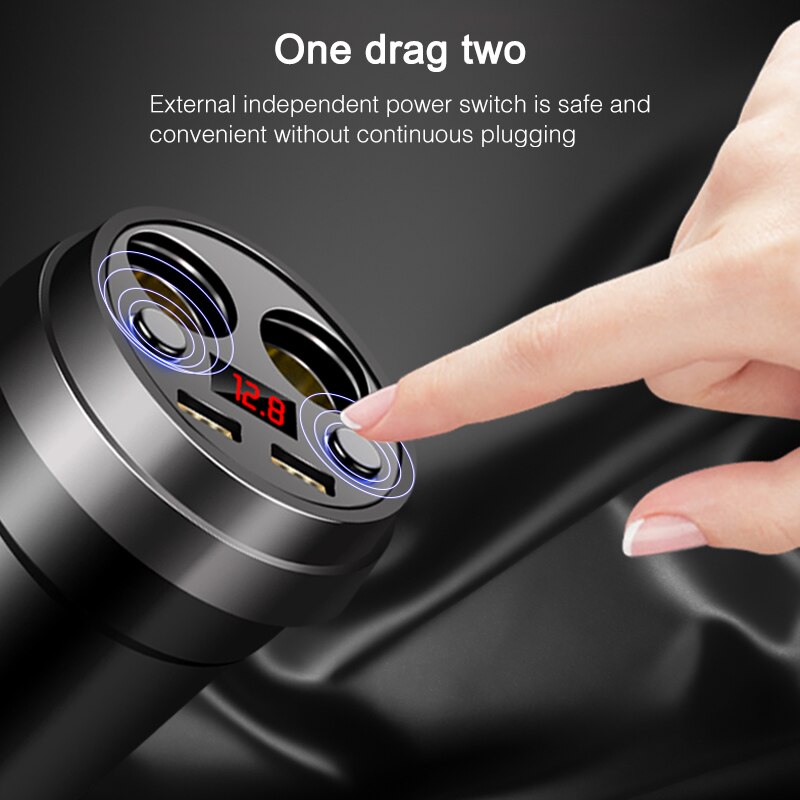 Usb Splitter Voor Auto Splitter Sigarettenaansteker In Een Auto-oplader Bekerhouder 2USB Poorten Led Dsiplay