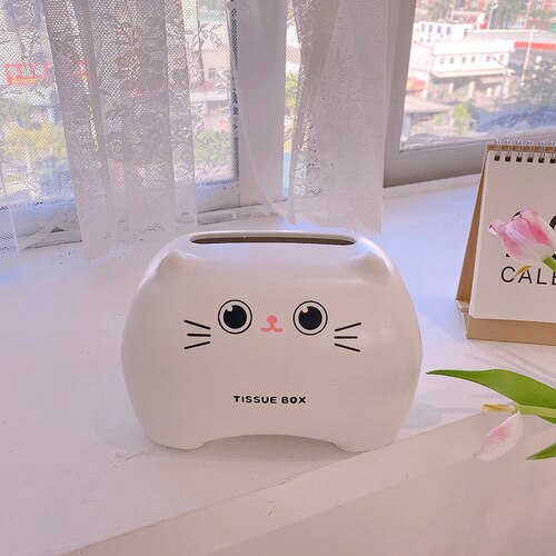 Multifunctional Nordic Style bear Plastic Tissue Box Paper Towel Tissue Case Organizer Home Table Decor Household Supplies: cat
