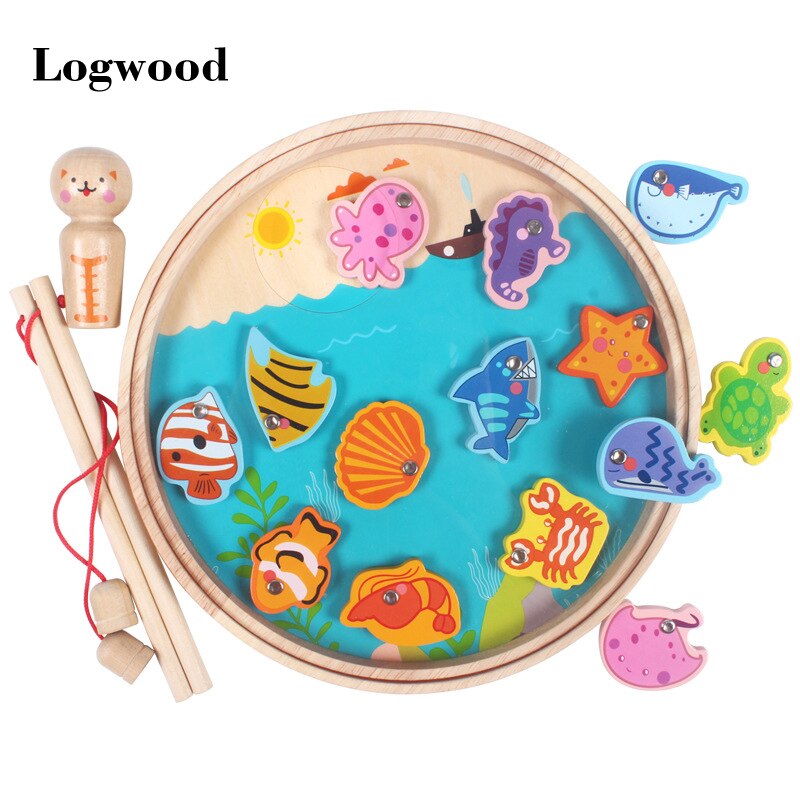 Houten Magnetische Childrens Vissen Speelgoed Set Simulatie Echte Leven Simulatie Outdoor Vissen Vroege Onderwijs Puzzel Speelgoed