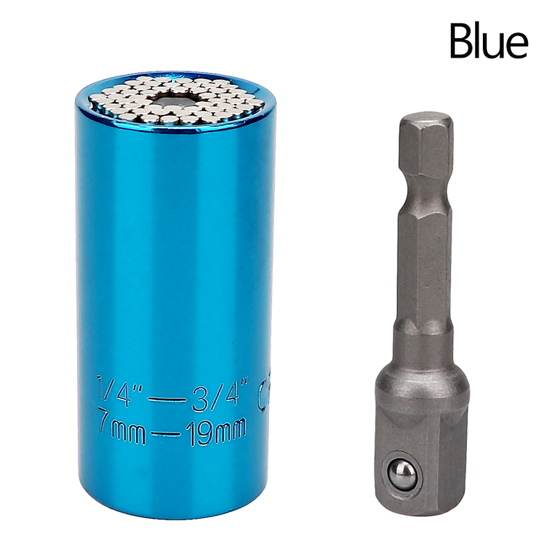 7-19mm Universal Torque Wrench Magic Socket Spanner Key Sleeve Multi Power Drill Ratchet Spanner Key Nut Tools: Blue