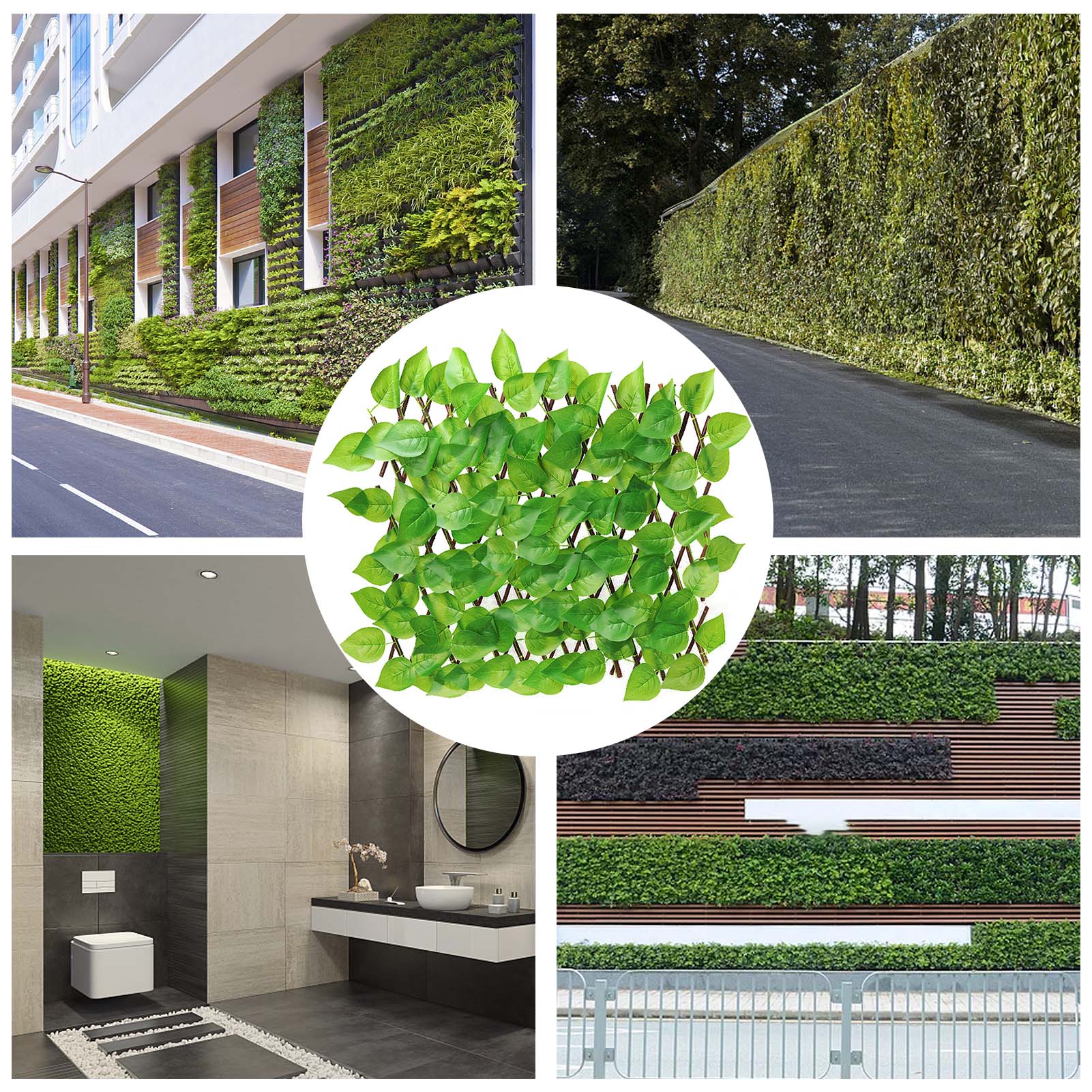 Retractable Artificial Wooden Fence Hedge Expandable Faux Ivy Privacy Fence Wood Vines Climbing Frame Gardening Plant Decor