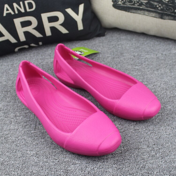 Sommar kvinnor plast sandaler lägenheter skor för kvinnor tjejer dam mule träskor tofflor slip on svarta trädgård träskor odödlig anna  w8: Rosröd / 8