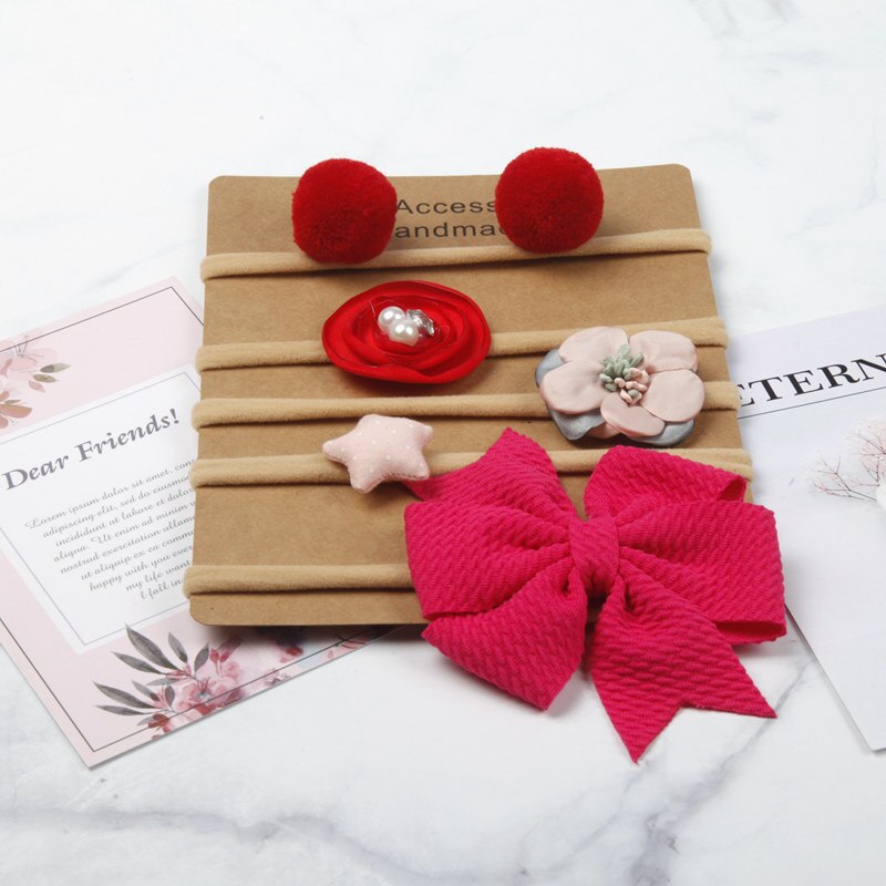 5 pçs/set bebê meninas headbands bonito flor arcos elástico náilon faixa de cabelo acessórios para o cabelo doce princesa bebê bandana