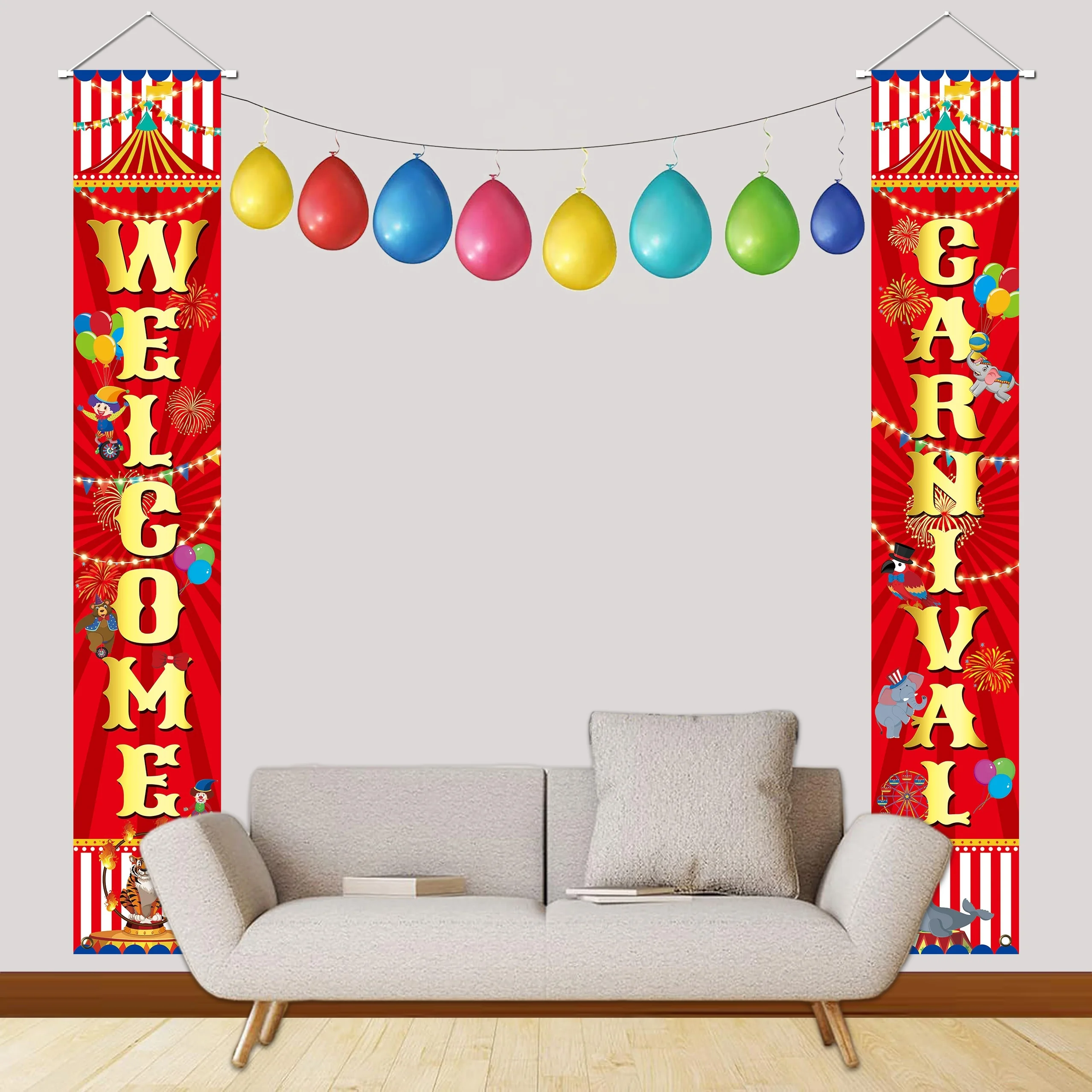Cirkus karneval tema fest dekoration karneval velkommen dør banner karneval tema fødselsdagsfest forsyninger dekoration