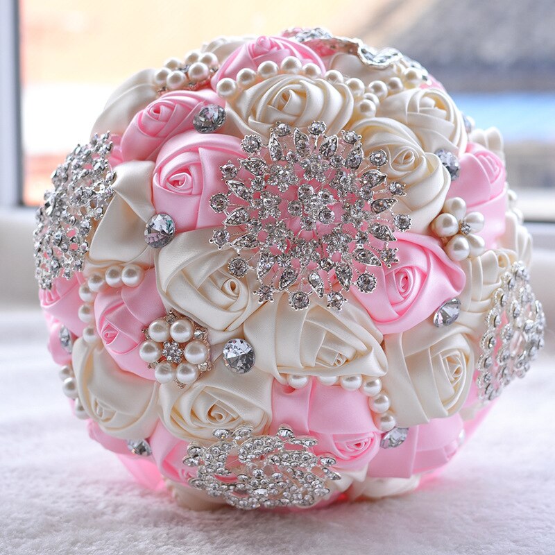 Gorgeous Wedding Flowers Bridal Bouquets Artificial Wedding Bouquet Crystal Sparkle With Pearls buque de noiva: 2