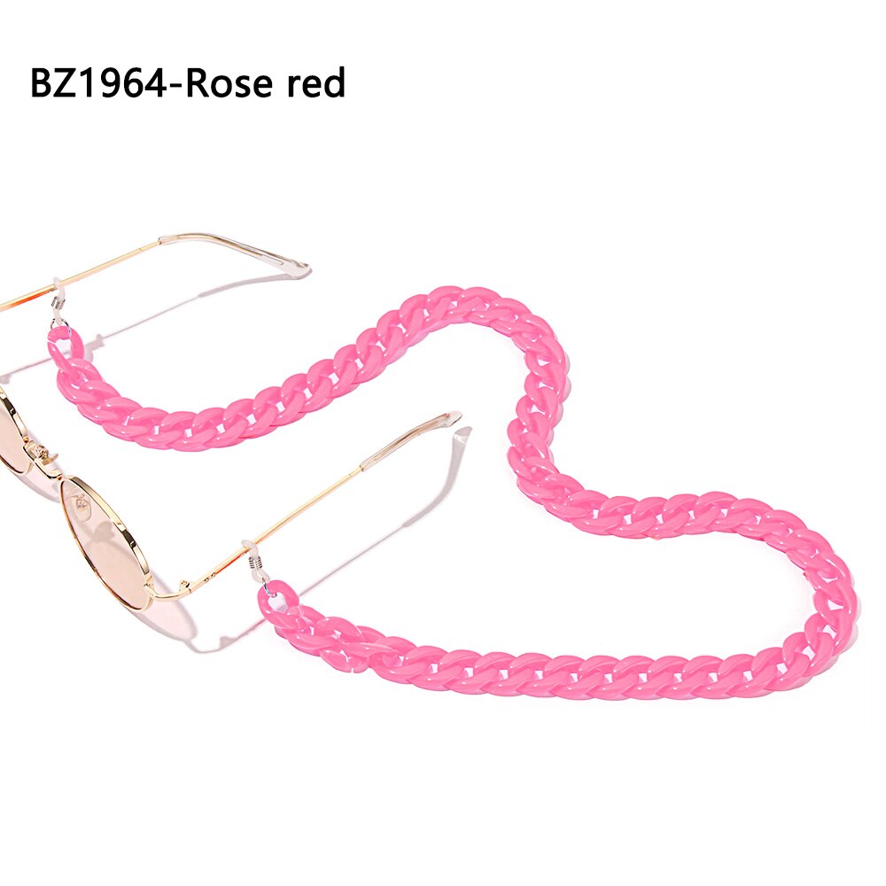 1Pc Acryl Glazen Ketting Zonnebril Keten Lanyard Ketting Brillen Retainer Brillen Houder Strap Eyewear Accessoires: BZ1964-Rose red