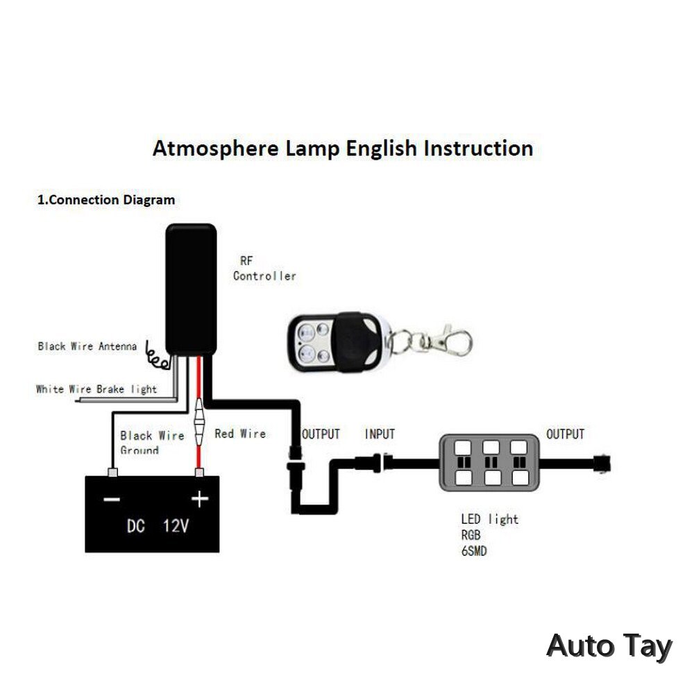 LED Smart Brake Lights Motorcycle Car Atmosphere Light With Wireless Remote Control Moto Decor Strip Lamp Kit 4/5/6/8/10/12RGB