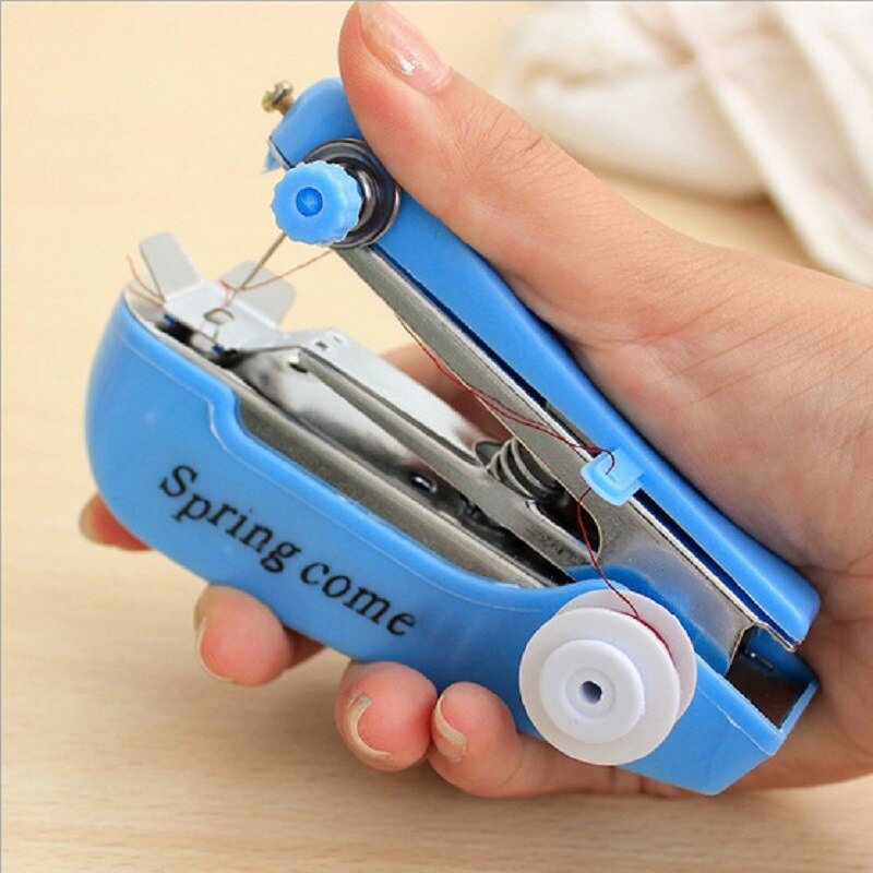 Mini máquina de coser Manual portátil, herramienta de costura de operación Simple, pequeña y práctica, máquina de coser de bolsillo
