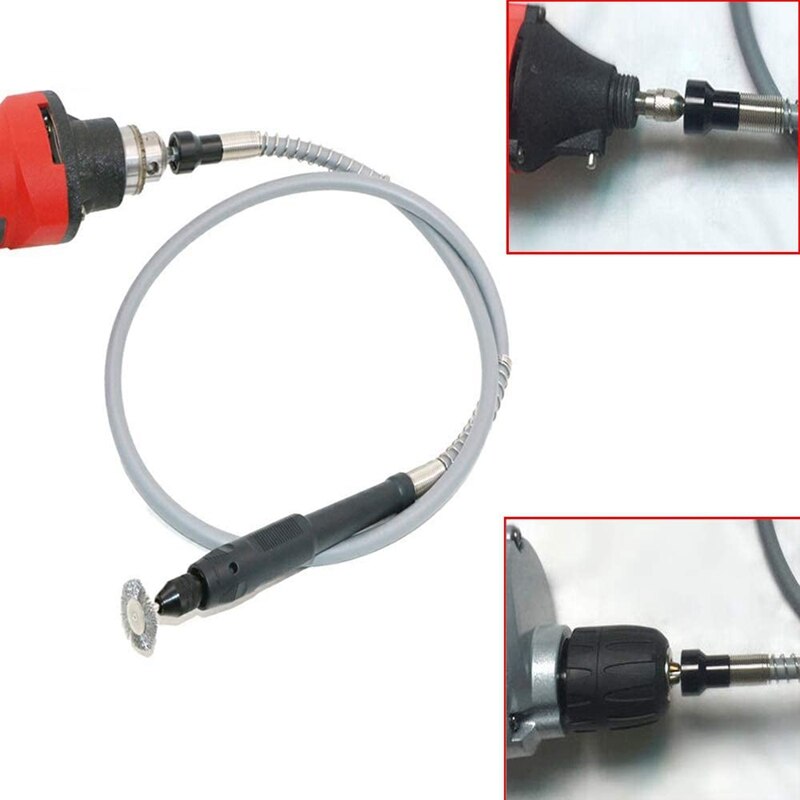 3.2mm/1/8inch Shaft Adapter Attachment, Flexible Drill Shaft Extension Keyless Chuck for Compatible Rotary Grinder Tool