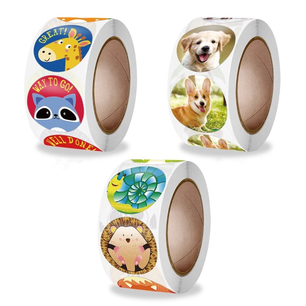 500 stuks beloningsstickers motiverende stickers op rol voor kinderen voor schoolbeloning studenten leraren schattige dieren stickers etiketten