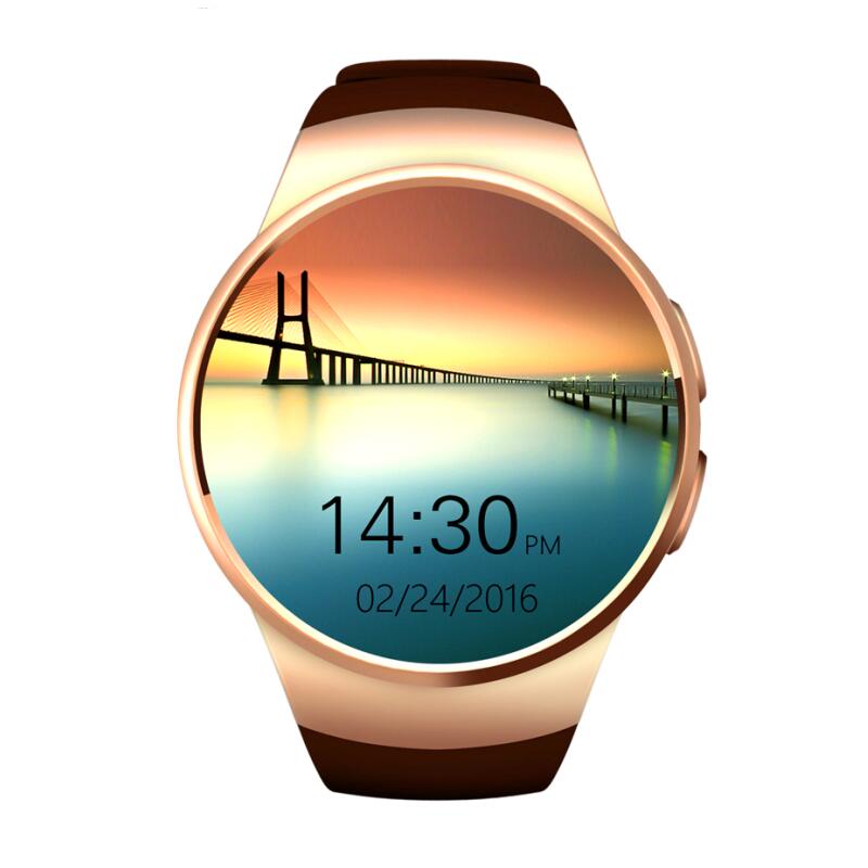 Chronomètre KW18 + horloge montre intelligente Android Tracker santé MTK2502c Bluetooth Notification prise en charge SIM TF carte pour Samsung Xiaomi: Or