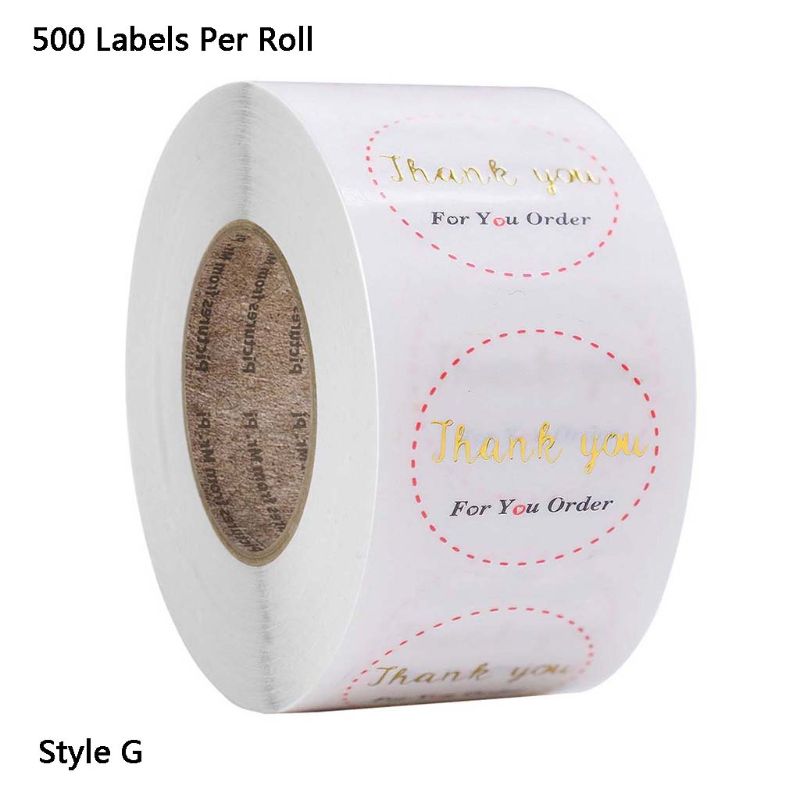 500 Uds./rollo redondo transparente gracias por su pedido Paquete de pegatinas sello etiqueta hecho a mano tarjeta Scrapbooking Decoración