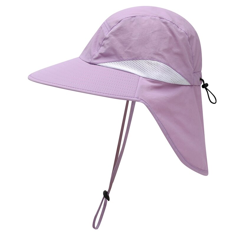 . .Flap Cap Brede Rand Lichtgewicht Draagbare Uv Bescherming Waterbestendig Hals Cover Zonnehoed Met Riem