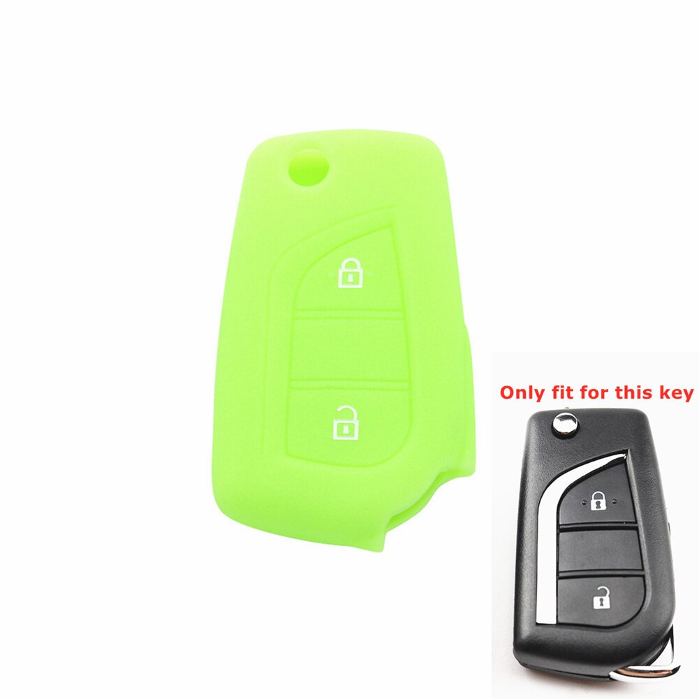 Silikone bil nøgle cover fjernbetjening nøgle skal holder til toyota yaris highlander camry rav 4 aygo til peugeot 108 til citroen  c1: Lysegrøn