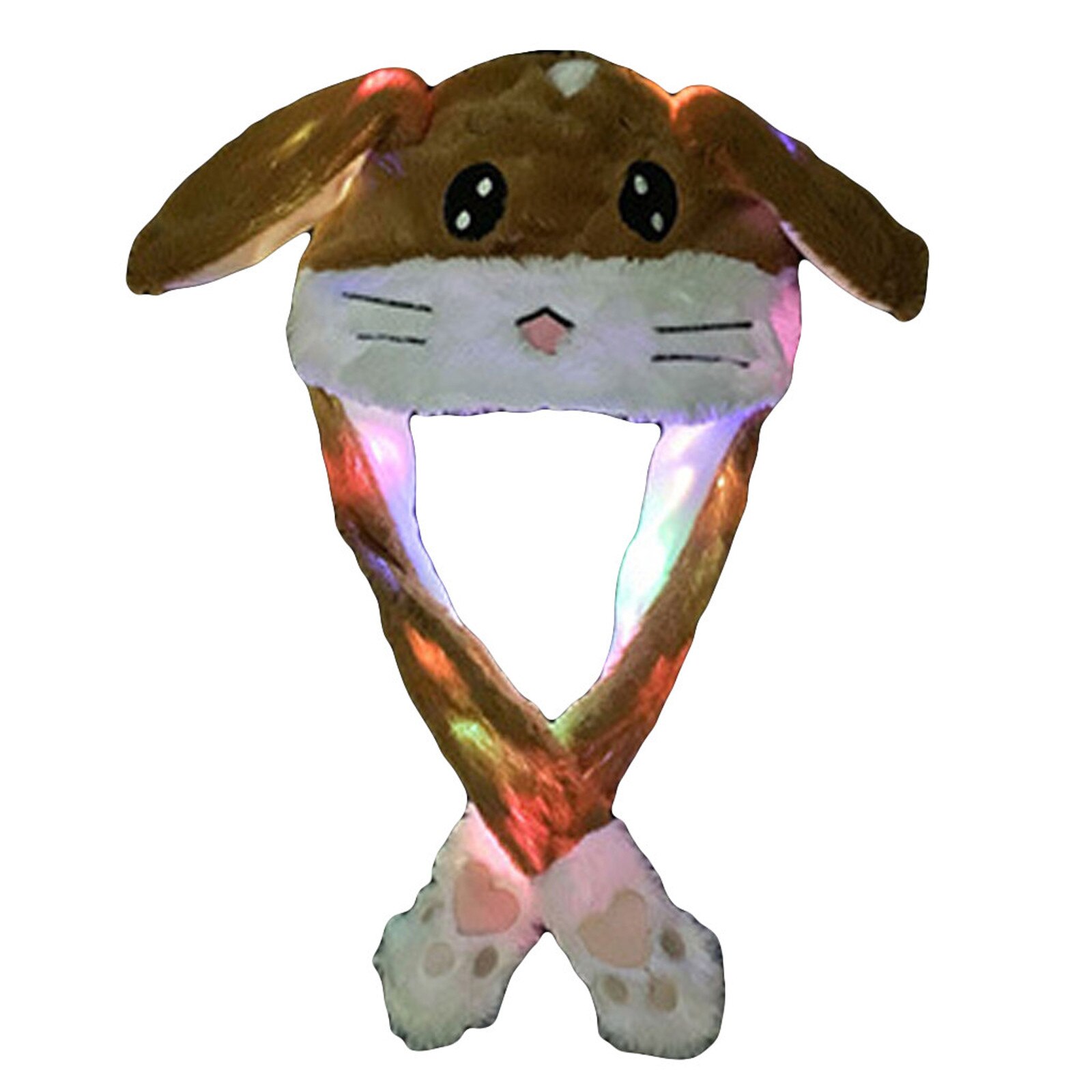 Luz movendo orelhas de coelho chapéu engraçado mão ímã chapéu de pelúcia controlável orelhas longas bonito presente animal coelho orelha chapéu hat hat hat hat hat