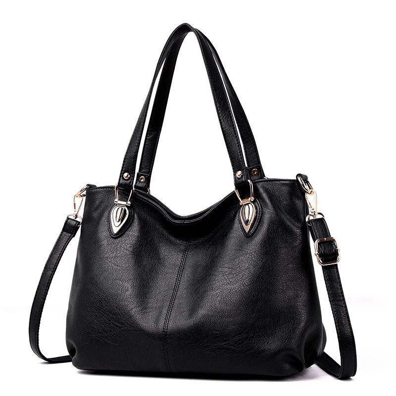Women Leather Bags Famous Brands Handbag Casual Female Bag Tote Ladies Shoulder Bag Large Capacity Women Messenger bag: black