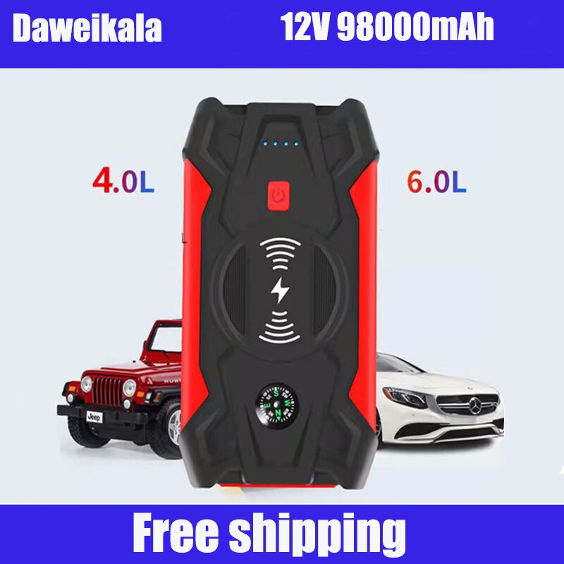 2021 nye 12 v 98000 mah mah bil jump starter power bank bærbar bil batteri booster oplader 12v start enhed diesel bil starter