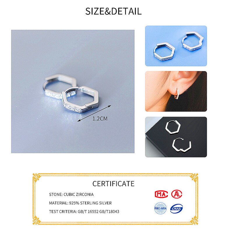 INZATT géométrique scintillant Zircon rond boucles d'oreilles réel 925 en argent Sterling bijoux fins pour les femmes accessoires