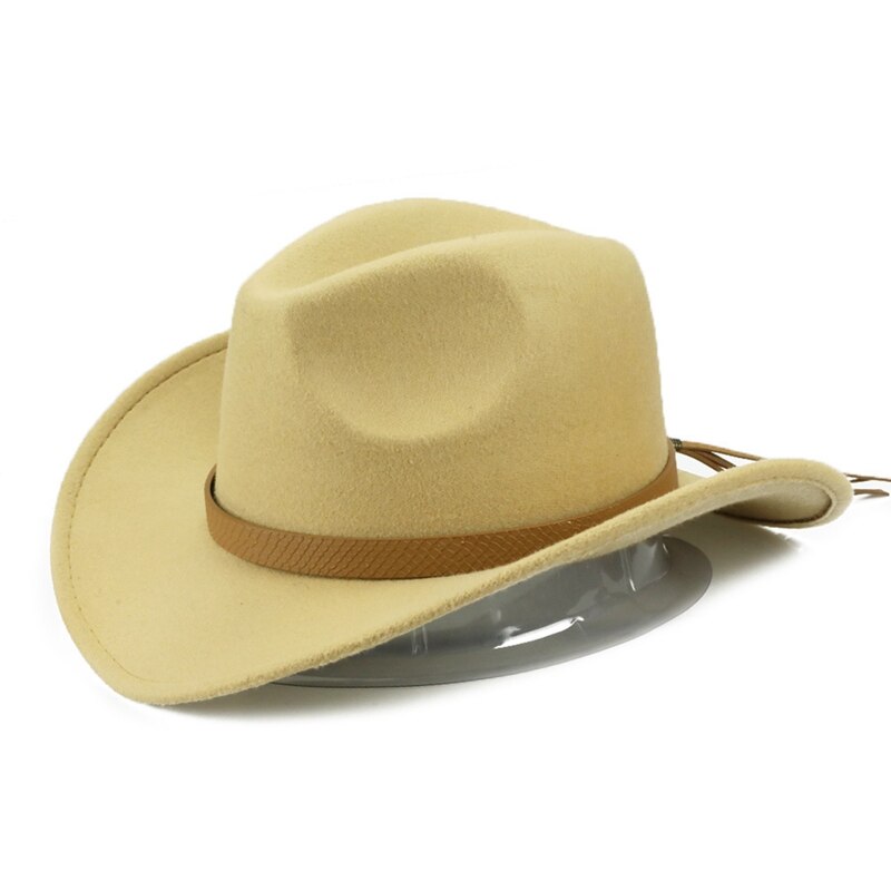 Frędzlami pas zachodni kapelusz kowbojski jazzowy kapelusz wełniany kapelusz filcowy kapelusz mężczyźni kobiety zachodni kapelusz kowbojski s szerokie rondo Sunhat Panama czapki: CL