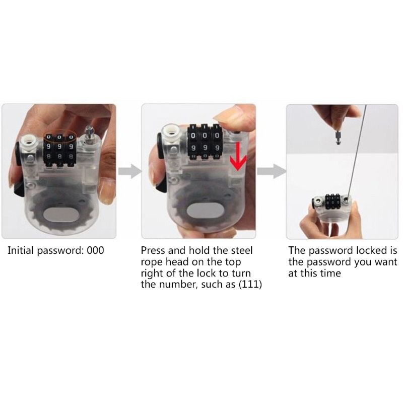 Cadenas à câble métallique rétractable avec mot de passe, casier à code combiné, cadenas à clés d&#39;extérieur P0RE