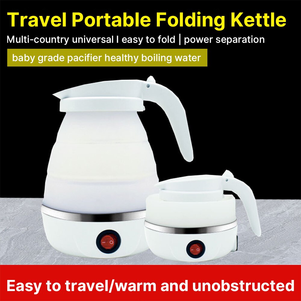 600ml Electric Foldable Silicone Water Kettles Leak Proof Portable Mini Home Coffee Milk Heated Retractable Teapot