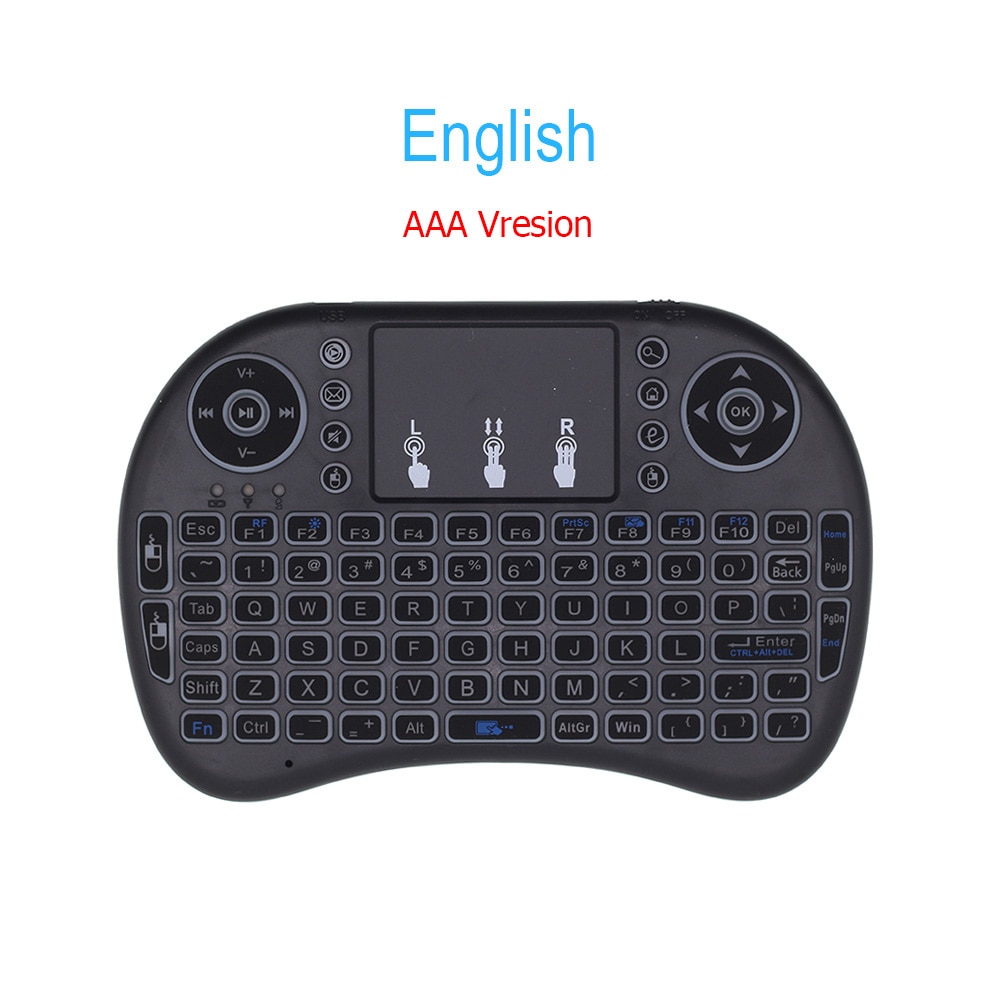 i8 Mini Wireless Keyboard Russian French Spanish Air Mouse Backlit with TouchPad for Android TV Box Mini PC Hebrew Arabic 2.4GHz: English AAA