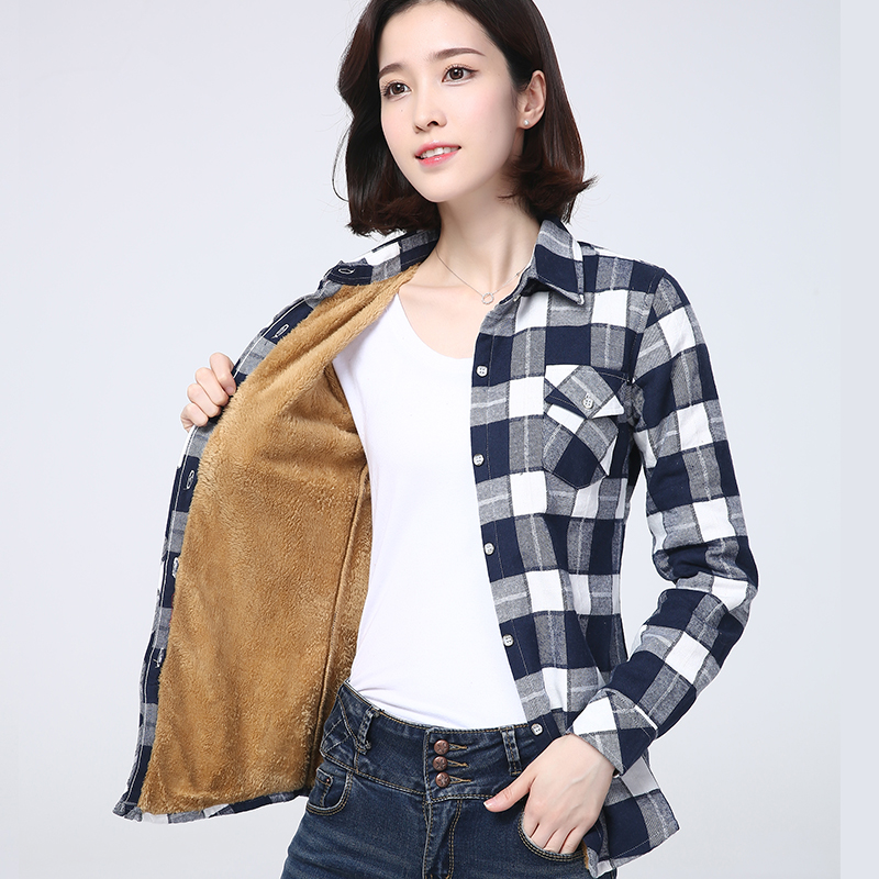 2023 inverno nuovo più spesso camicia scozzese calda da donna cappotto Lady Casual giacca in pile di velluto Top vestiti caldi delle donne tuta sportiva: 4XL / Arancione