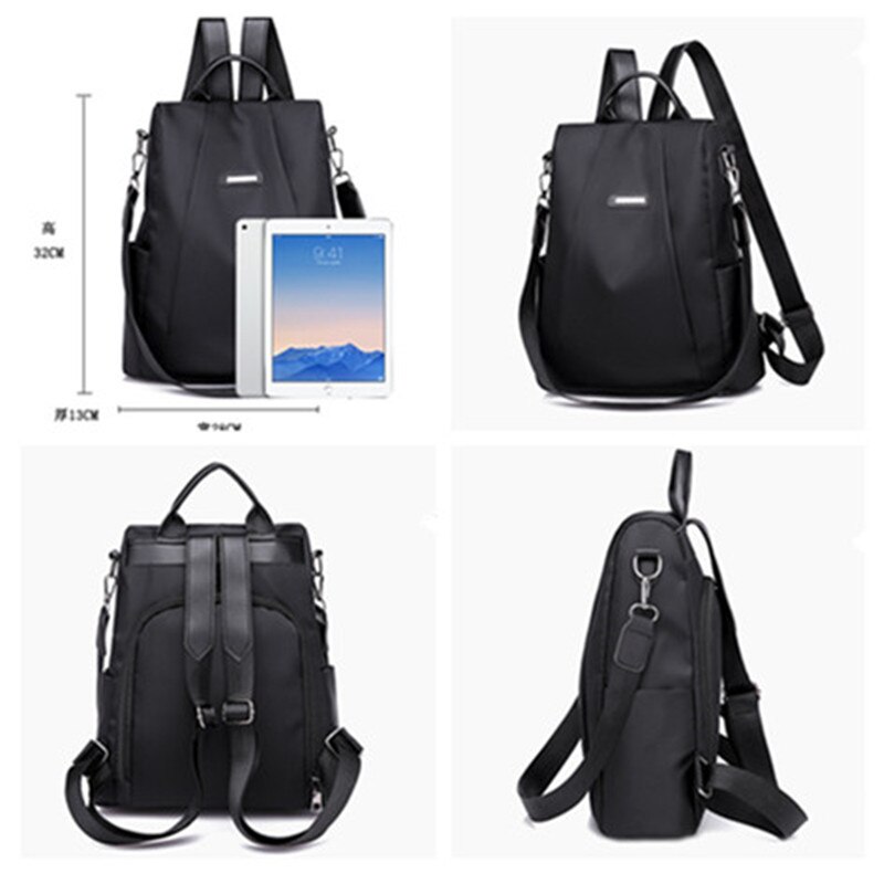 Women Travel Backpack Handbag Travel Bag Anti-Theft Oxford Cloth Backpack Black Larger Capacity Casual Backpack Women