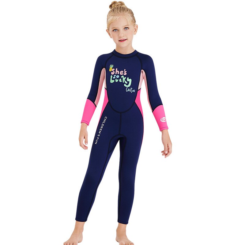 Ragazze Costumi Da Bagno Per Bambini Muta Vestito di Nuoto 2.5 millimetri Vestito di Immersione Subacquea A Prova di UV Ragazze Ispessite Lungo Manicotto di Un Pezzo del Costume Da Bagno di Surf: pink / S