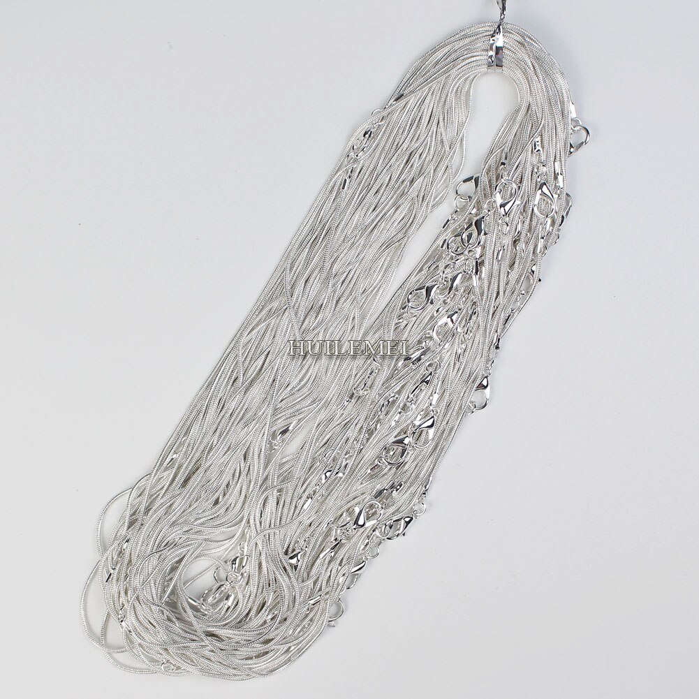 10 unids/lote Chapado en plata 1,2mm cadena víbora Collar para las mujeres 16 "18" 20 "24" joyería de collar cadenas