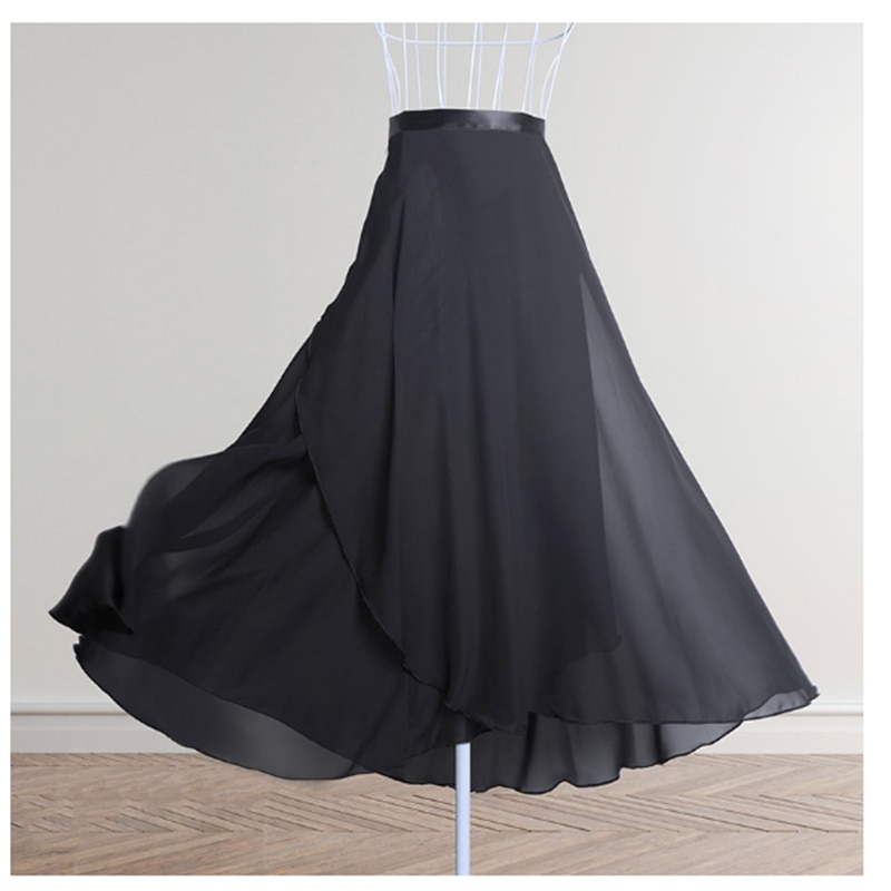 Faldas de Ballet de chifón largas para adultos vestido de Ballet suave lírico negro Borgoña azul marino Rosa Blanco