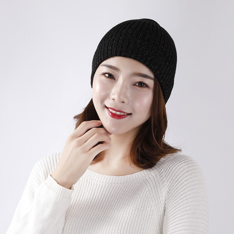 unisexe laine épais casquettes Simple solide chapeau mélanges doux Fine fil tricoté chapeau bonnets laine hiver printemps casquettes Skullies