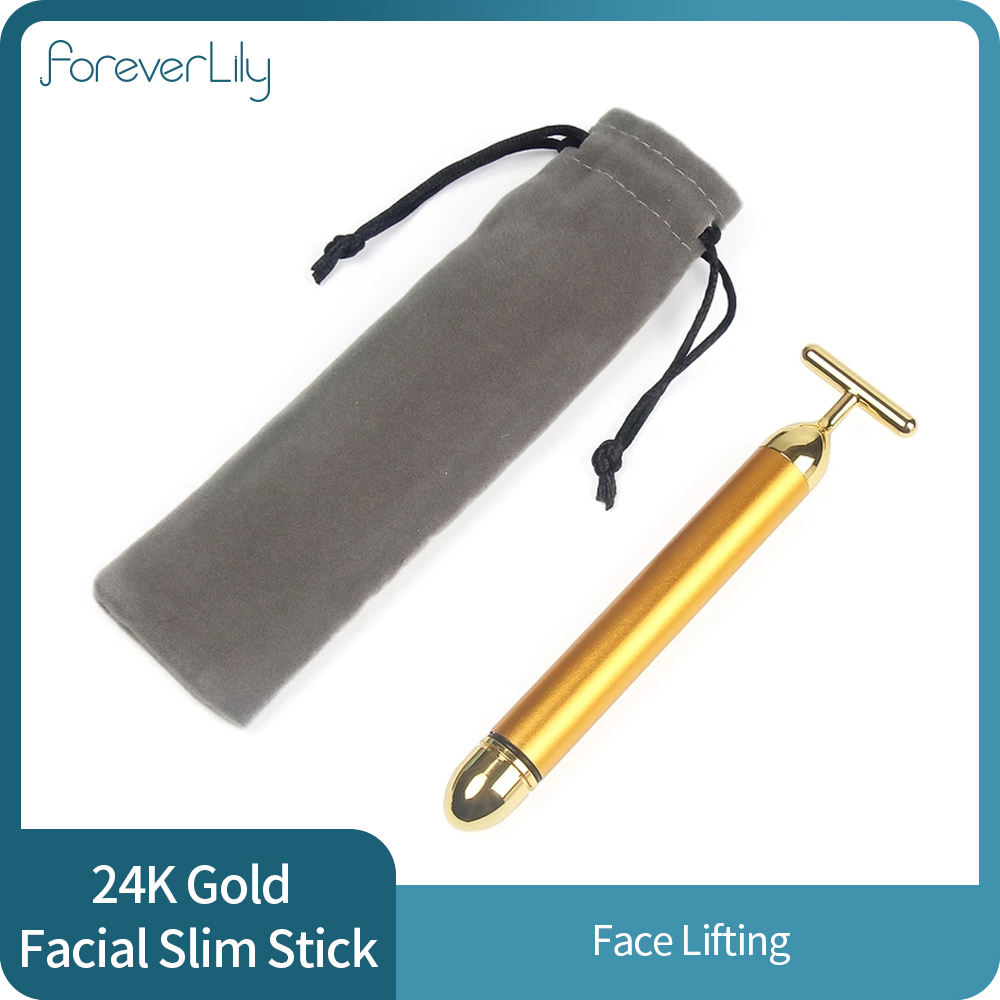 24K Gold Vibration Facial Afslanken Gezicht Schoonheid Bar Pulse Verstevigende Facial Roller Massager Lifting Huidverstrakking Rimpel Stok