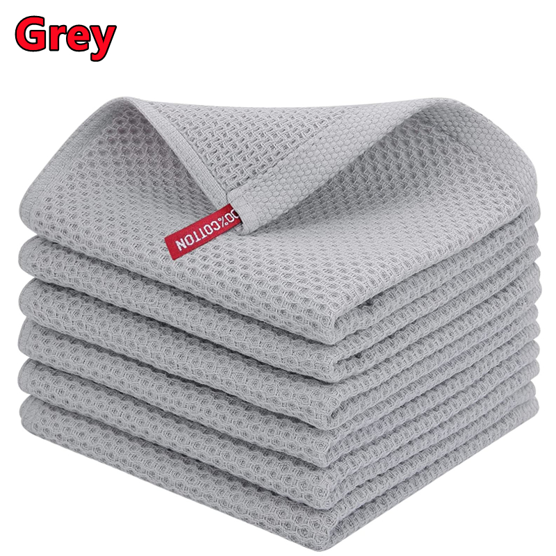 Paño de cocina de algodón toalla de cocina absorbente Ultra suave, paño de limpieza del hogar, utensilios de cocina, paño de lavado, trapo para platos: Azul / 8 ud