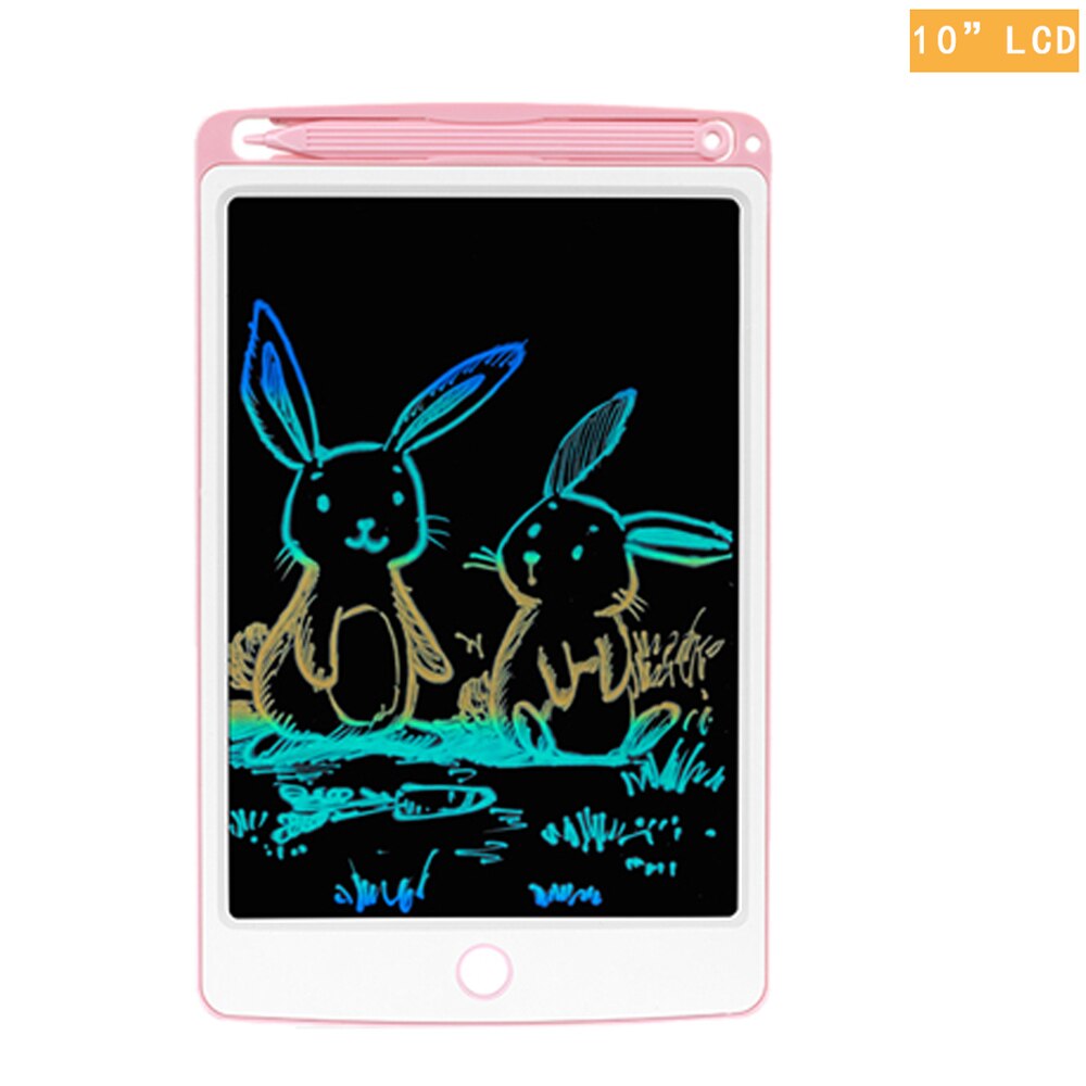 10 Inch LCD Writing Tablet Kids Drawing Learning and Games Color Electronic Graphic Board for Child: 10 inch Pink