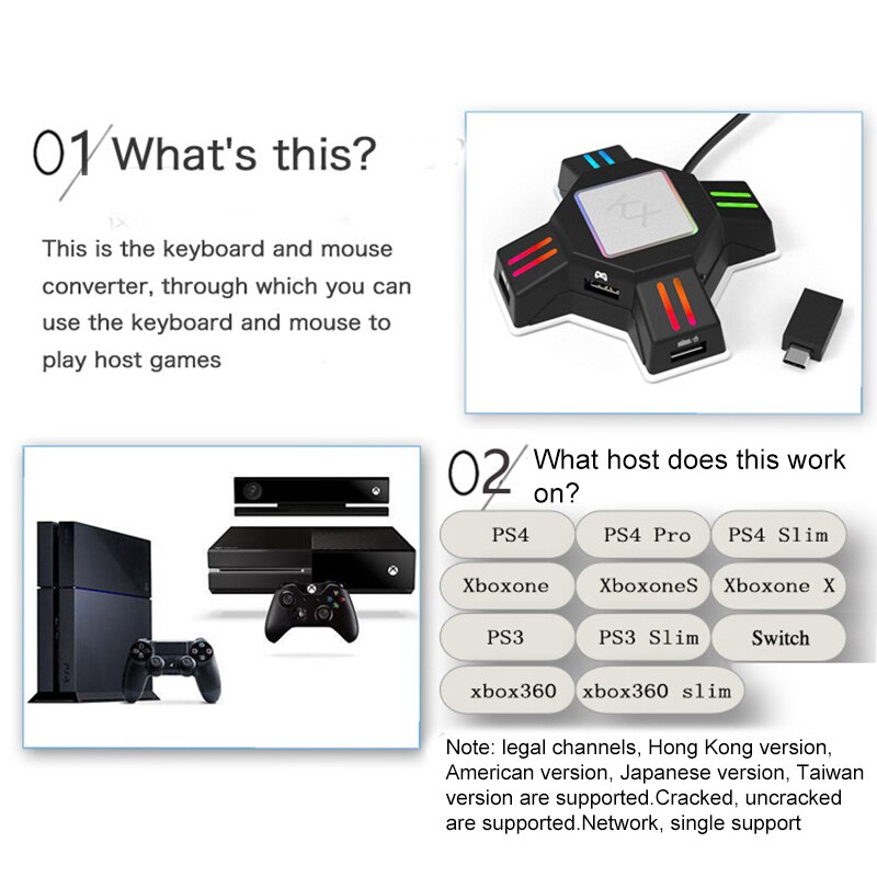 KX USB Spiel Regler Adapter Konverter Video Spiel Tastatur Maus Adapter für Schalter/für Xbox/für PS4 Regler konverter