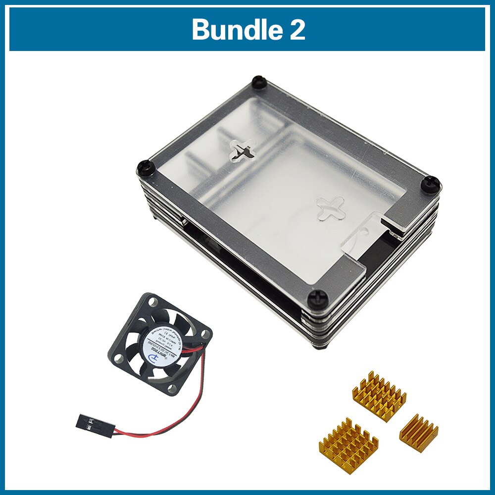 S ROBOT Raspberry Pi 4 case kit with heat sink & Cooling fan & type-c USB cable with On/Off Switch & Power Supply RPI107: Bundle2