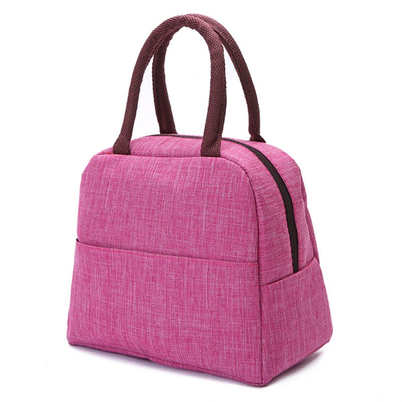 Saco de almoço isolado térmico portátil cor sólida viagem piquenique lancheira bolsa tote para mulher: Rosa