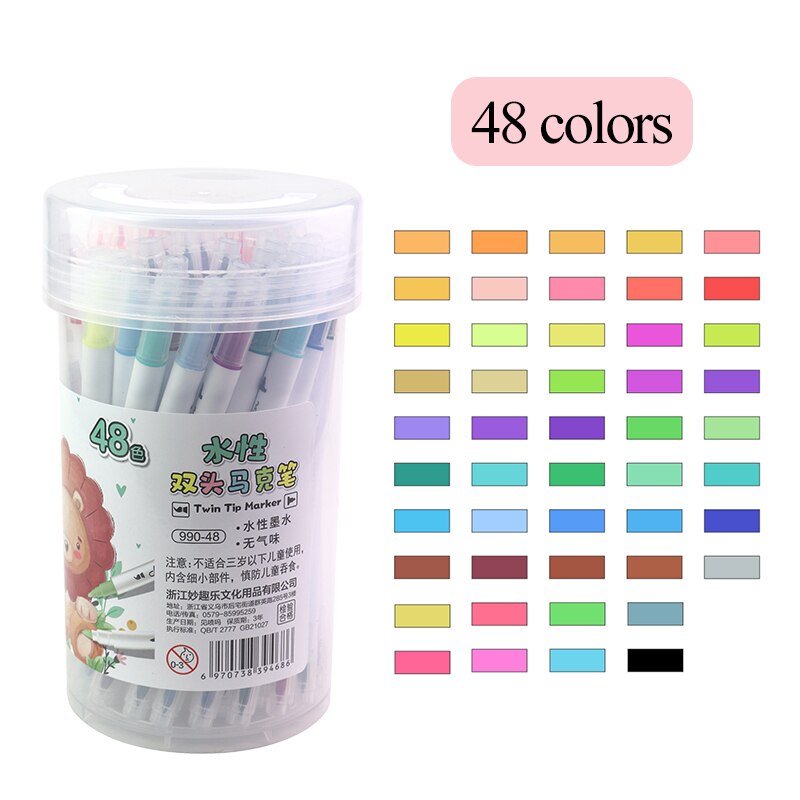 MOKEELO Water-based Double/Twin Headed Markers 12/24/36/48 Colors Sketch Anime Drawing Markers Art Markers Pen Stationery 990: 990-48colors