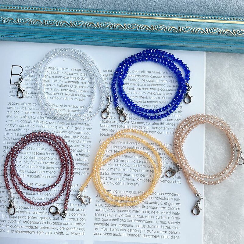 Cadena para mascarilla facial con cuentas de cristal para hombre y mujer, cadena para gafas de sol con cuello, cordones, accesorios para gafas