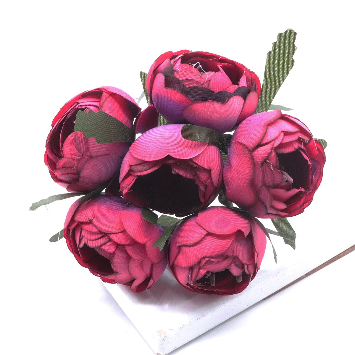 6 st/lot konstgjord ros sidenblomma pionblommor bröllopsbukett bröllop brudinredning rosblommor för gör-det-själv scrapbooking: 3