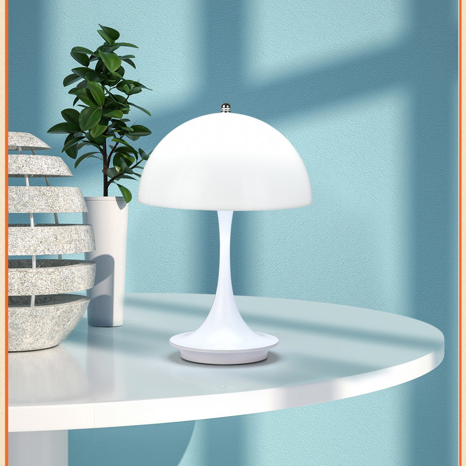 Danish mushroom table lamp Nordic modern high-end atmospheric charging bedroom bedside living room decorative light: green