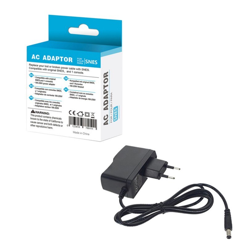 2020 1x asuri adaptador de carregador ac para original nes/snes/sega genesis 1