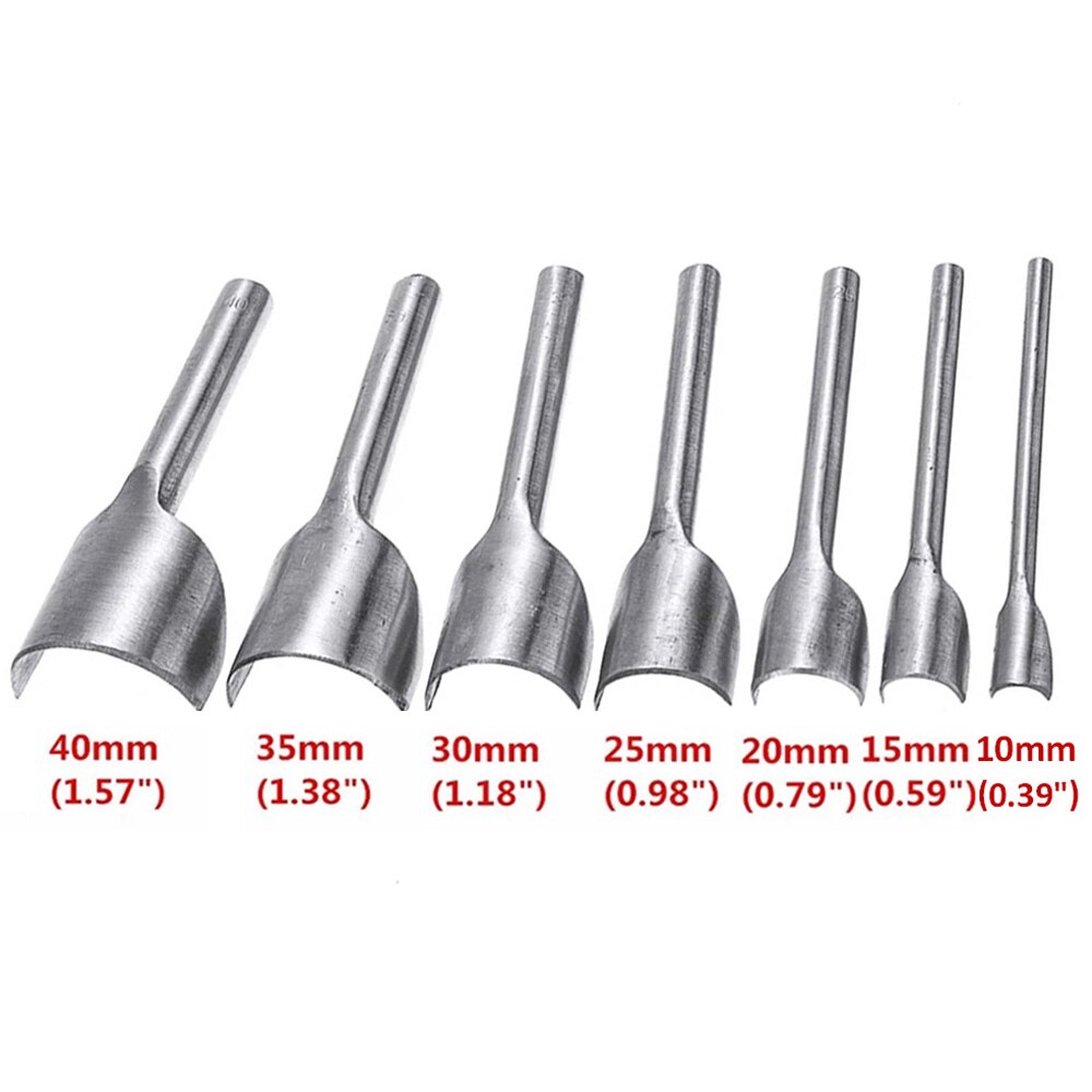 7pcs 10-40mm Leather Punch Half-round Cutting Tool Belt Edge Shape Cutter Kits Leather Corner Cutter Belt Hollow Puncher