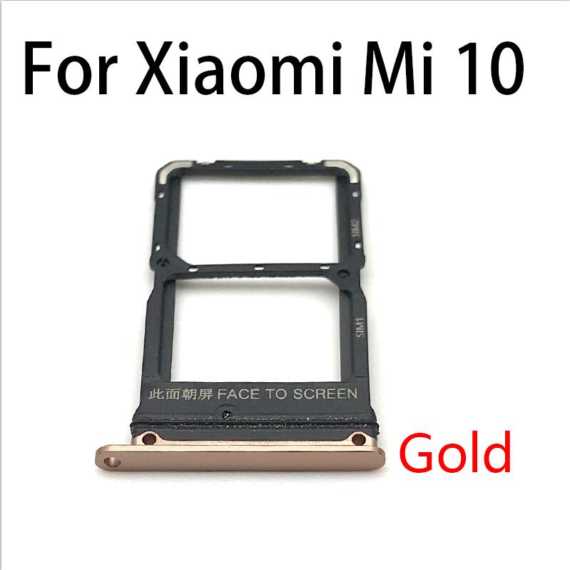 10Pcs Voor Xiaomi Mi 10 Mi10 Pro Mi 10T Lite Poco X3 Sim Card Tray Slot Houder Adapter socket Telefoon Vervangende Onderdelen: Mi 10 Gold