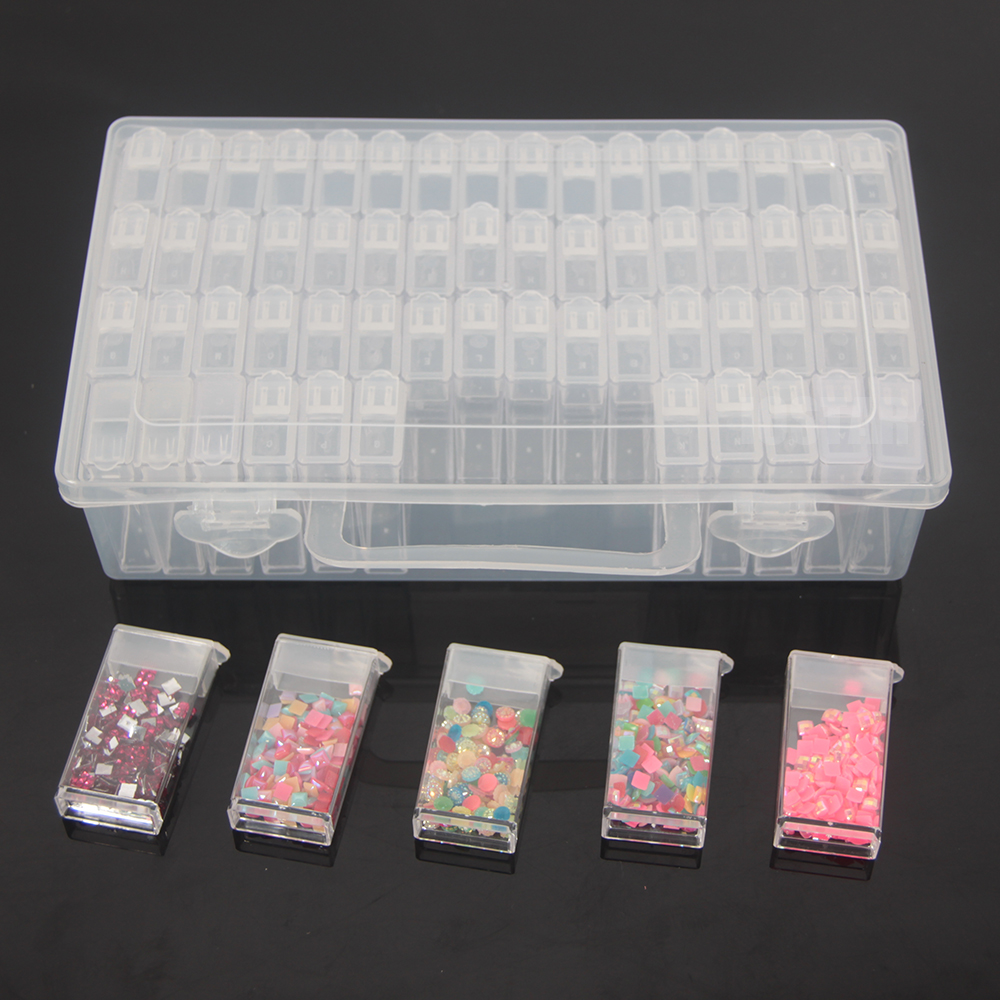 Caja organizadora de almacenamiento para pintura de diamantes, contenedor de cuentas, accesorios, herramientas, piedras, 56/64 piezas