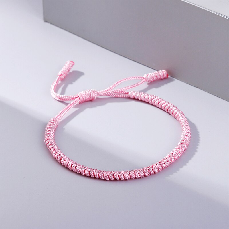 Charme Frauen Armbinde Handgemachte Geflochtene Tibetischen Buddhistischen Männer Einstellbare Knoten Seil Armbänder & Armreifen Freunde Schmuck: Rosa